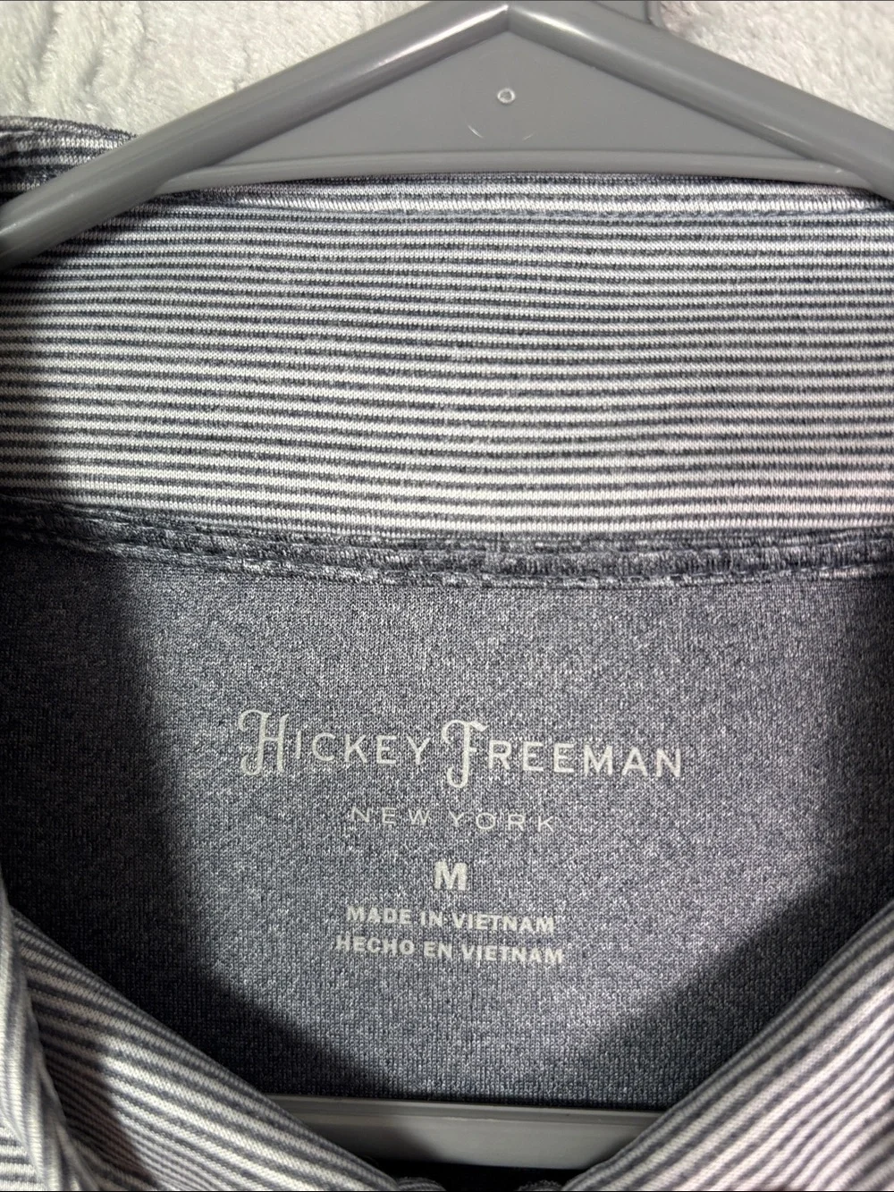 Hickey Freeman Blue White Striped 1/4 Zip Pullover Size Medium
